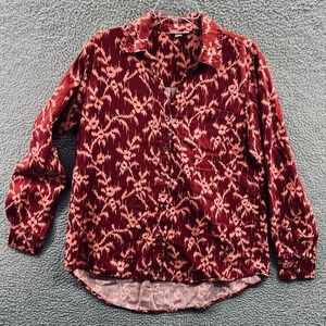 Knox Rose Womens Boho Western Top M Button Front Long Sleeve Peasant Festival